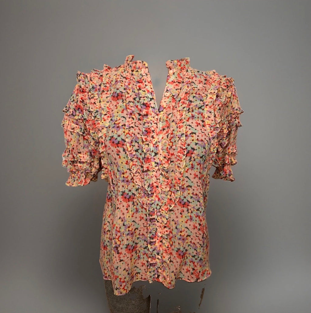 Flirty and Delicate Rebecca Taylor Floral Blouse Size 2