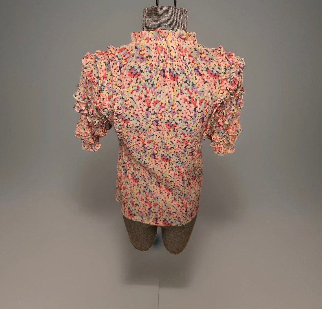 Flirty and Delicate Rebecca Taylor Floral Blouse Size 2