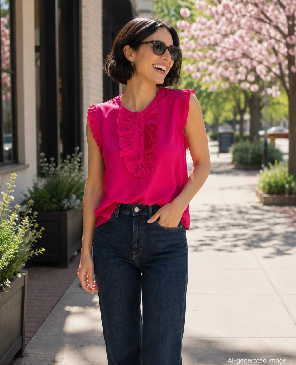 Effortlessly Romantic Silk Fuchsia Statement Tank Size XS