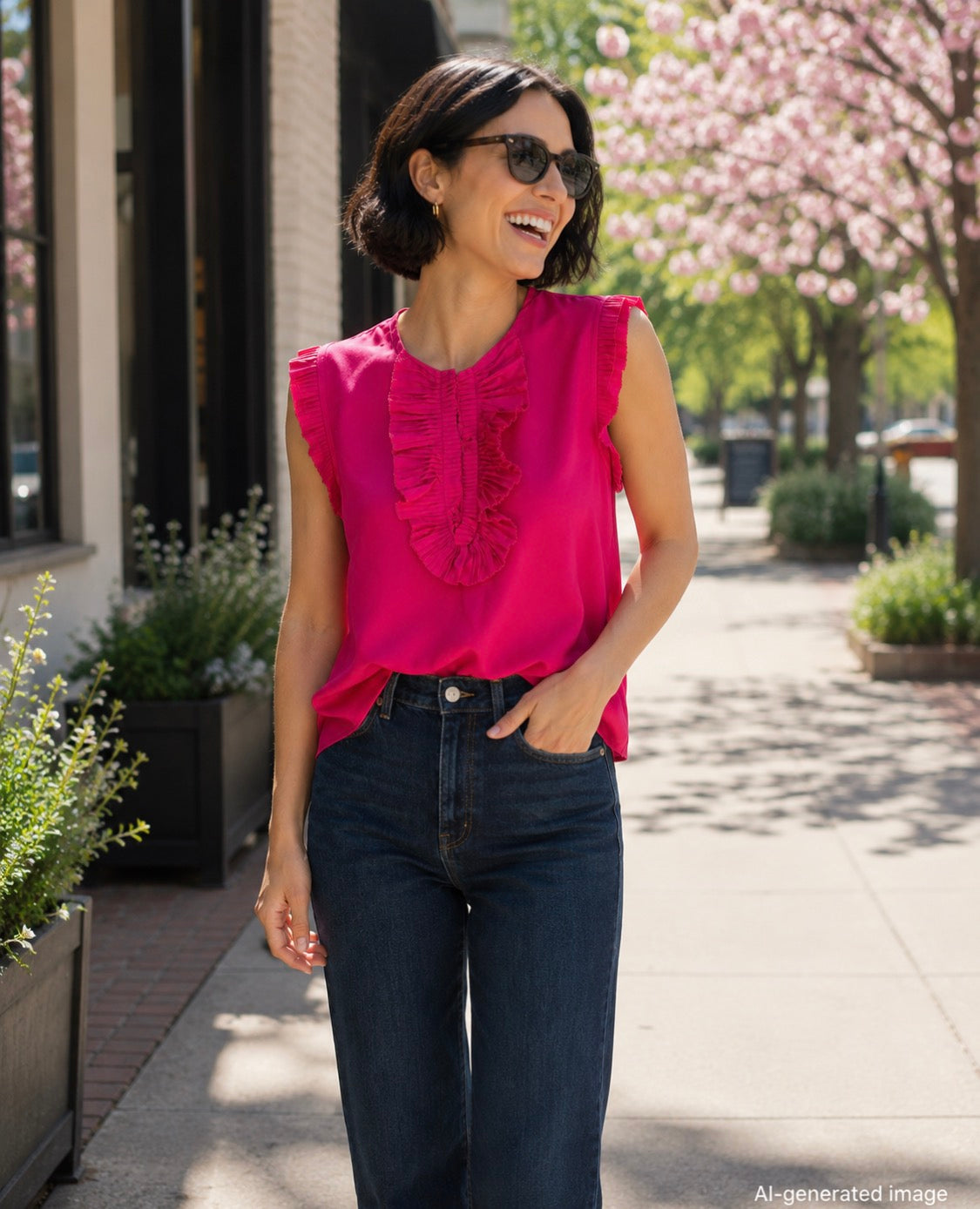 Effortlessly Romantic Silk Fuchsia Statement Tank Size XS