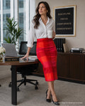 Cheeky Checkered Linen Pencil Skirt Size 8 Petite