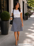 Nautical-Inspired Blue and White Stripe Skirt Size 4 Petite