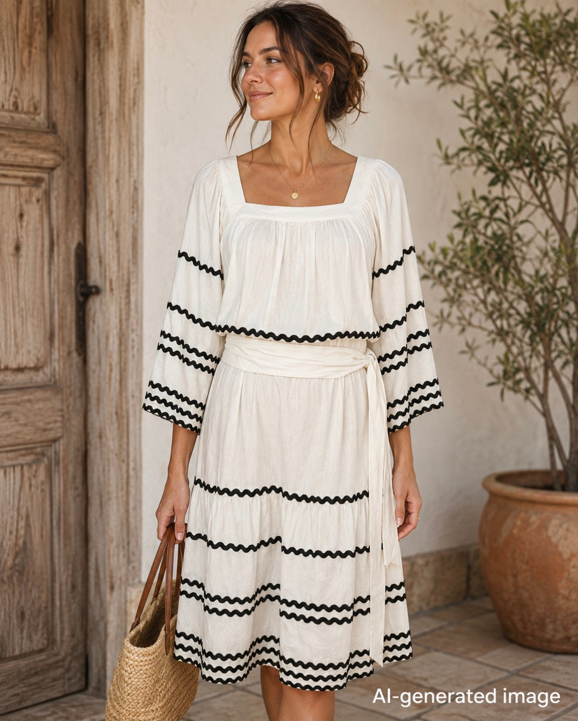 Whimsical Ivory Flowy Dress Size Small