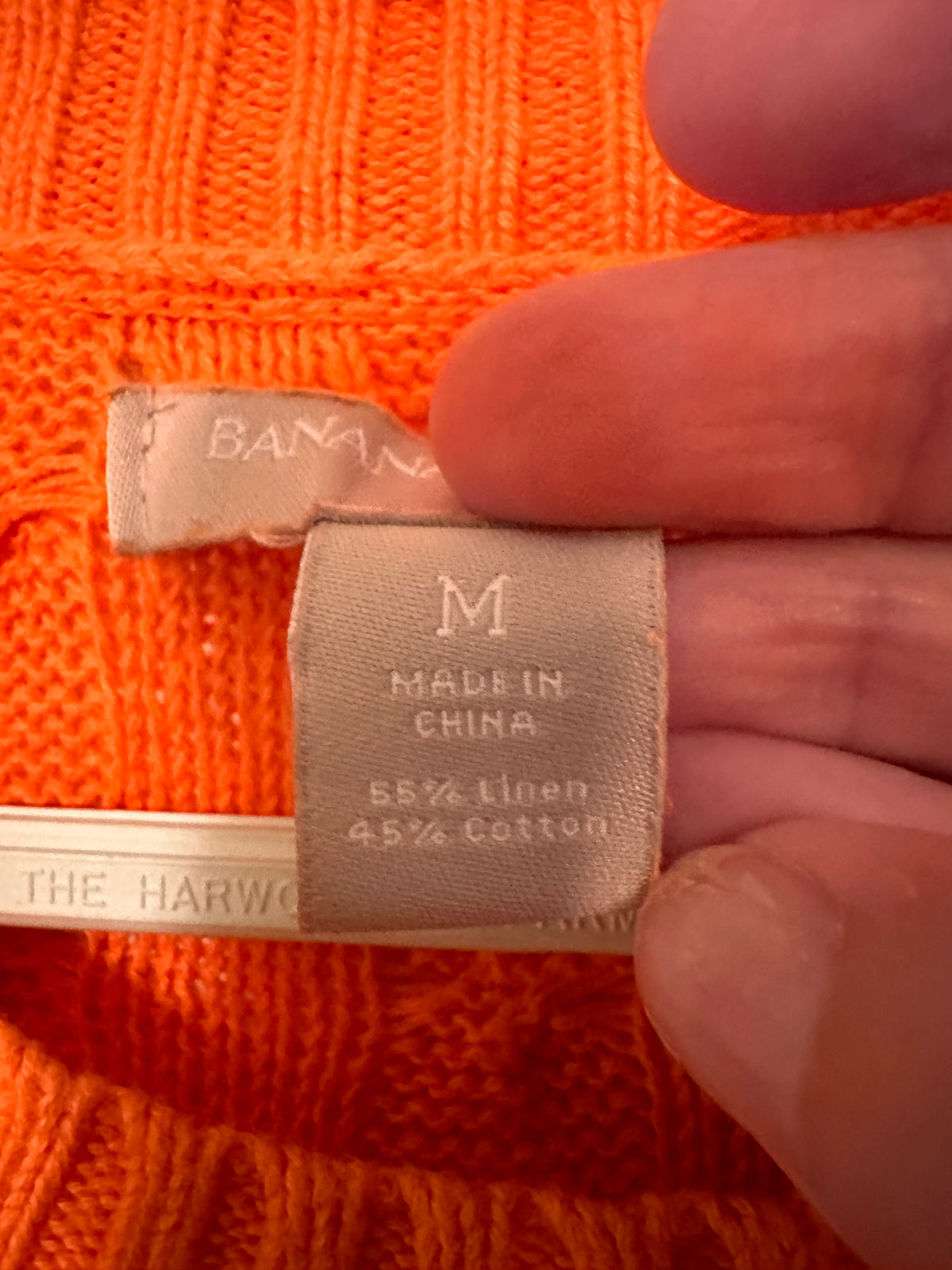 Orange Cotton & Linen Sweater Size M