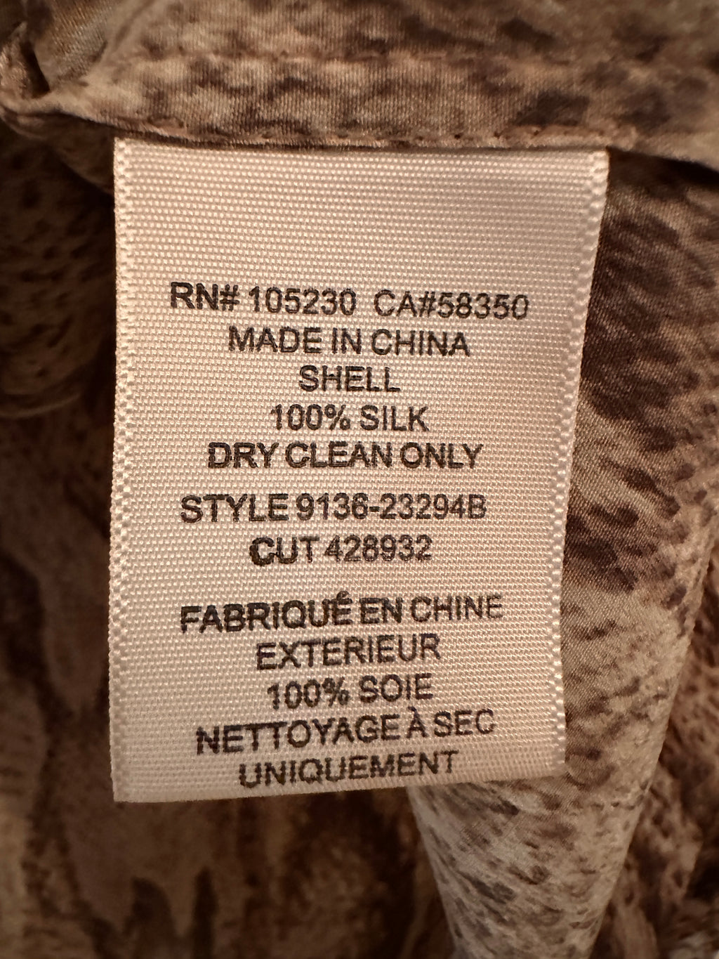 Sumptuous silk snakeskin print blouse Size Large