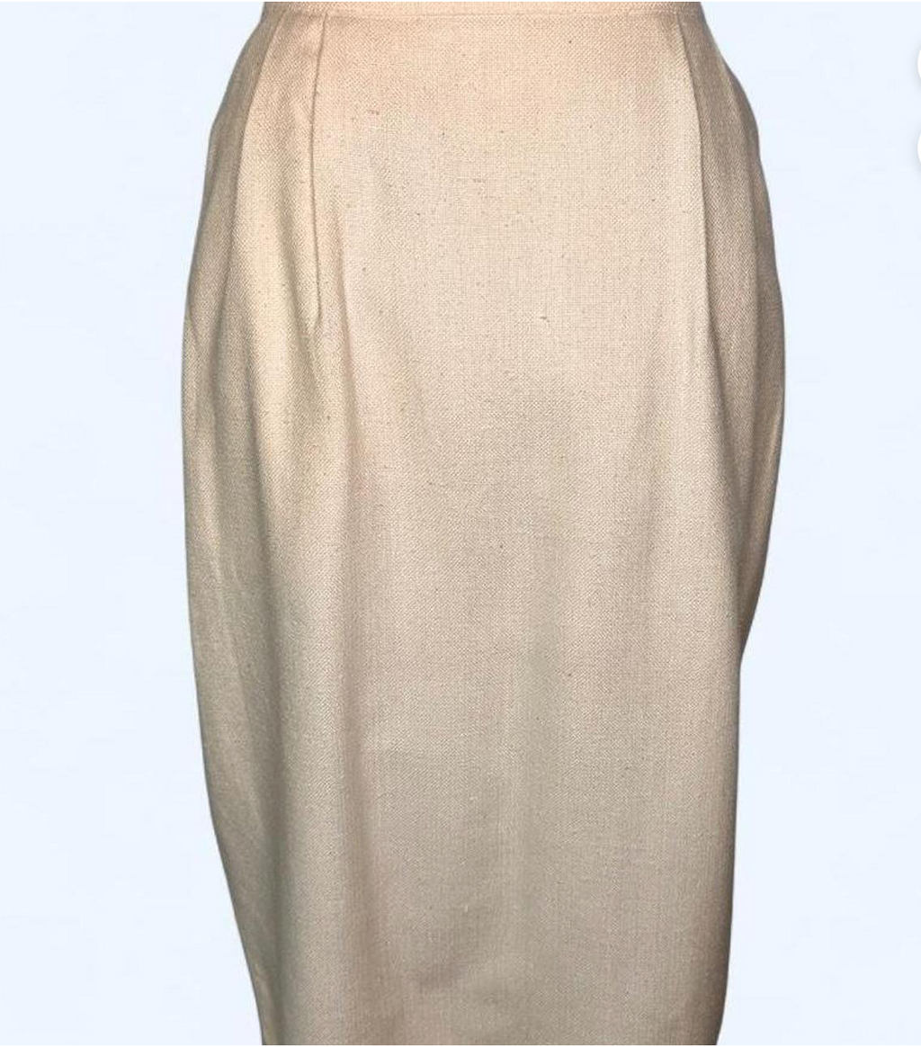 Slender Vintage Silk Pencil Skirt