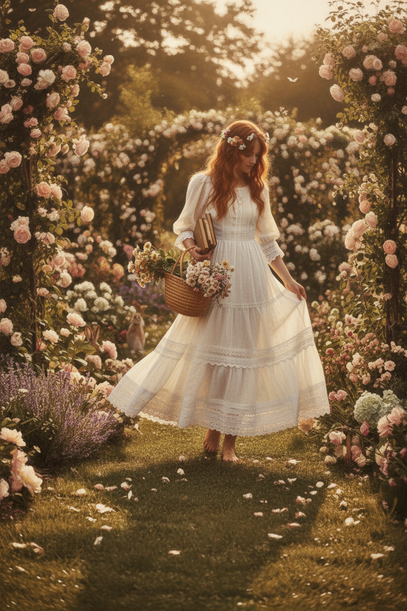 Vintage Betsey Johnson White Maxi Dress – Golden Hour Garden